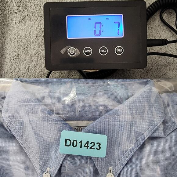 Vintage 90s Lands End Shirt Men L/16 Blue Oxford Short Sleeve Button Down Office - Picture 9 of 9